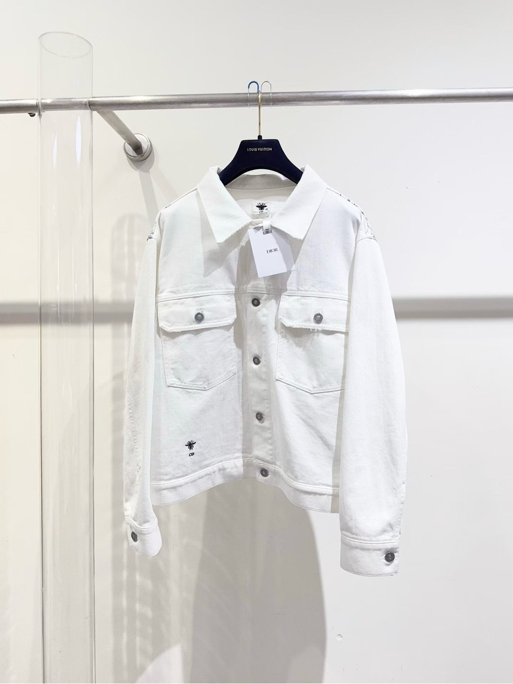 Dior White Denim Jacket with Front Pockets